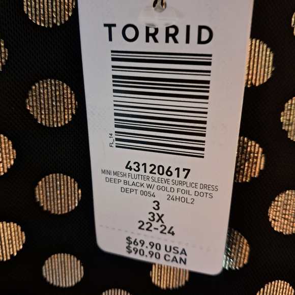 Torrid Black and Gold Polka Dot Dress Sz3 - Picture 5 of 5